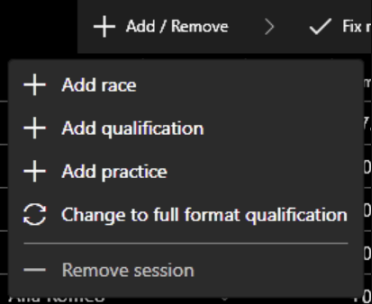 Add/remove sessions