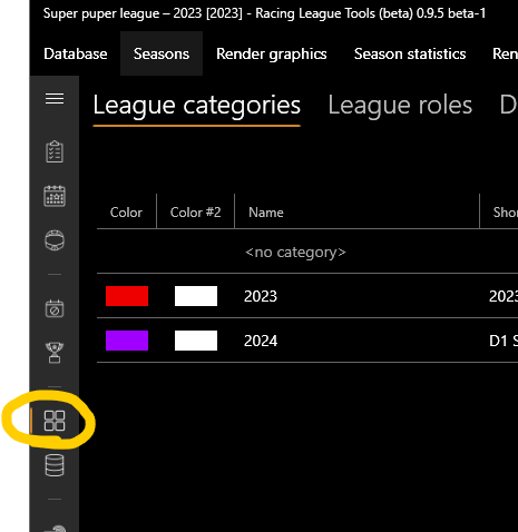 Categories tab