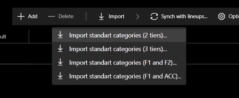 Import default categories