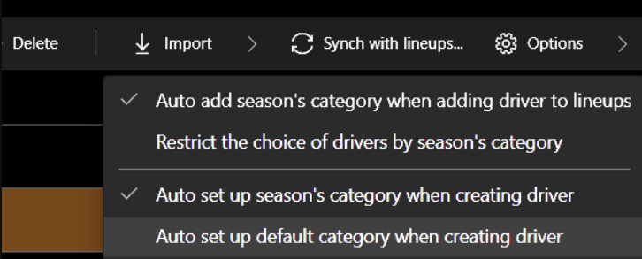 Category options