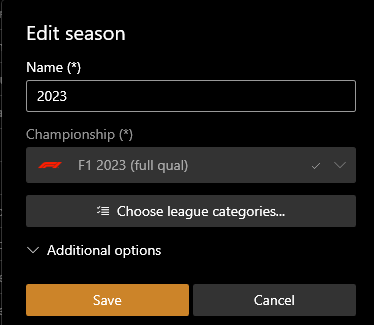 Season categories list