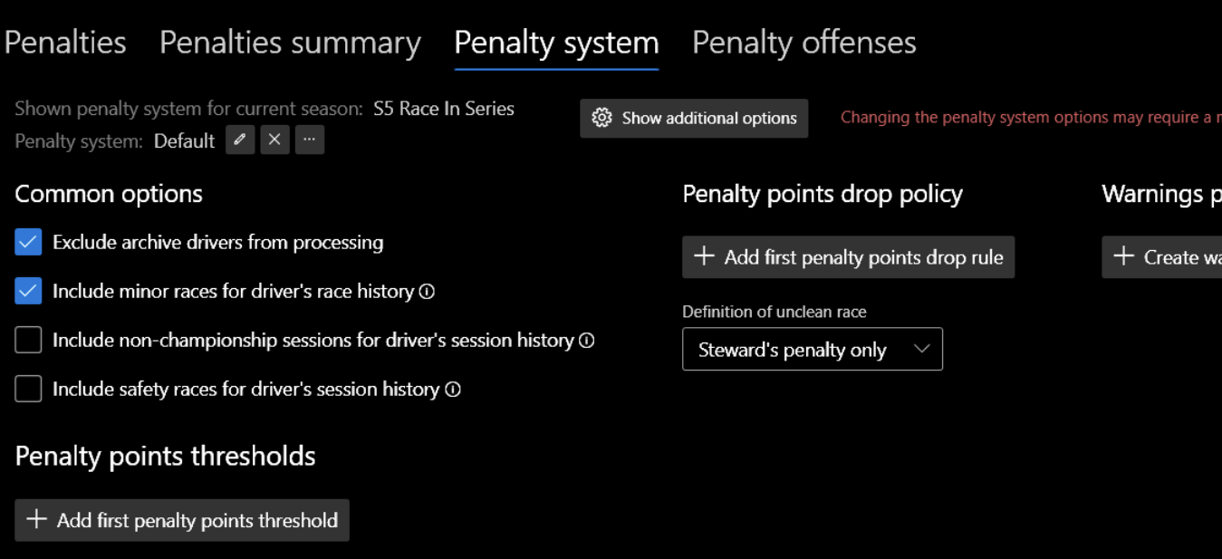 Penalty system creation