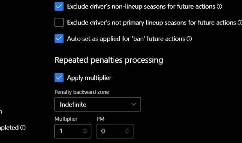 Repeated penalties options