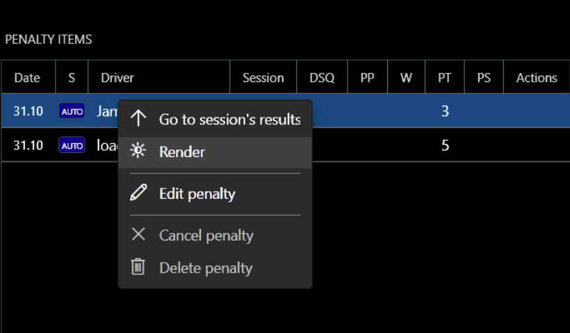 Penalty rendering 3